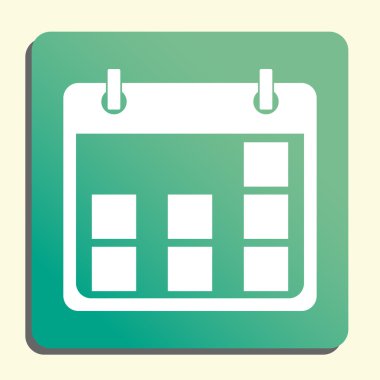 Takvim simgesini, düğme stili yeşil arka plan, sarı ışık, gölge