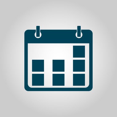 Gri arka plan, mavi anahat, büyük boy sembol takvim simgesini