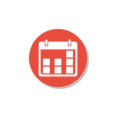 Takvim simgesini, beyaz arka plan, kırmızı daire sınır, beyaz anahat