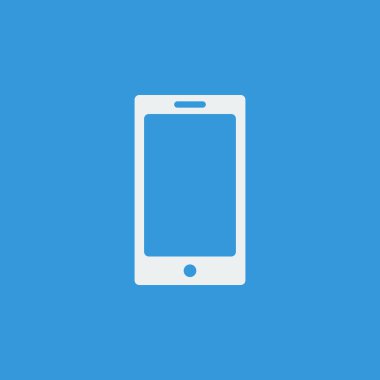 Mavi arka plan, beyaz anahat, büyük boy sembol telefon simgesi