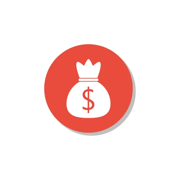 Icono de dinero, sobre fondo blanco, borde del círculo rojo, contorno blanco — Archivo Imágenes Vectoriales