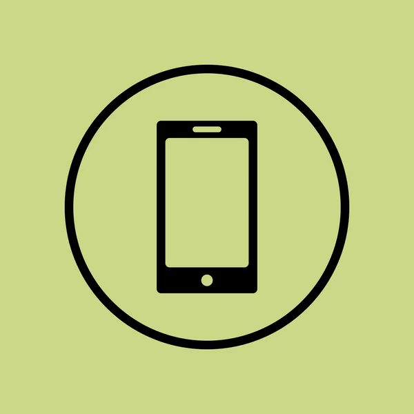Иконка телефона, на зеленом фоне, круг границы, темный контур — стоковый вектор