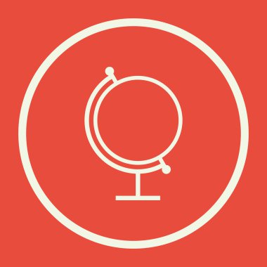 Simge, kırmızı arka plan, beyaz bir daire sınır, beyaz anahat