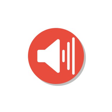 Ses simgesini, beyaz arka plan, kırmızı daire sınır, beyaz anahat açma