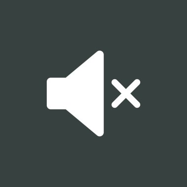 Volume mute icon, on dark background, white outline, large size symbol