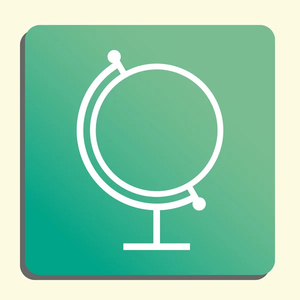 Globus-Symbol, auf Knopfdruck grüner Hintergrund, gelbes Licht, Schatten — Stockvektor