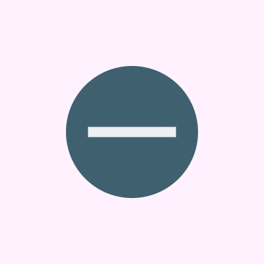 Minus icon, on blue circle background, white outline