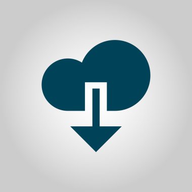 Cloud Download icon, on grey background, blue outline, large size symbol