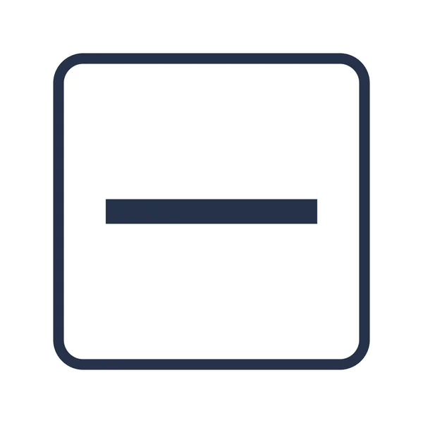 Icona meno, su sfondo bianco, bordo rettangolo arrotondato, contorno blu — Vettoriale Stock