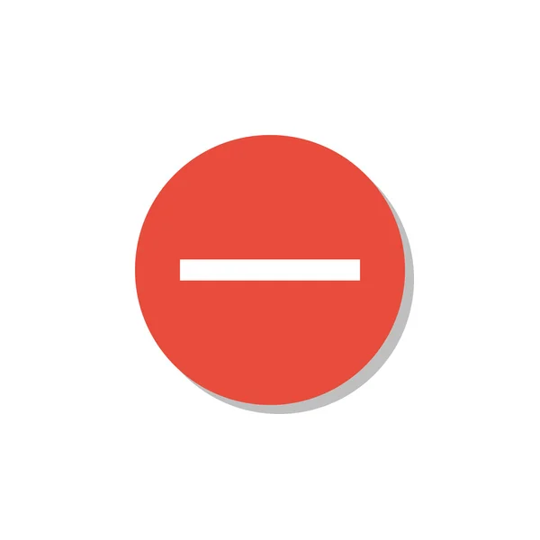 Icône moins, sur fond blanc, bordure du cercle rouge, contour blanc — Image vectorielle