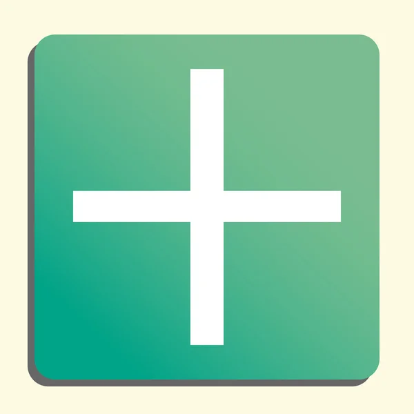 Plus Symbol, auf Knopfdruck grüner Hintergrund, gelbes Licht, Schatten — Stockvektor