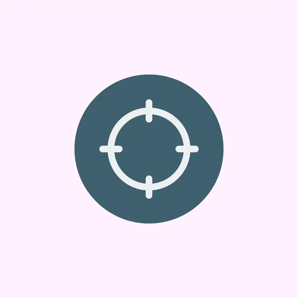 Icono de objetivo, sobre fondo círculo azul, contorno blanco — Vector de stock