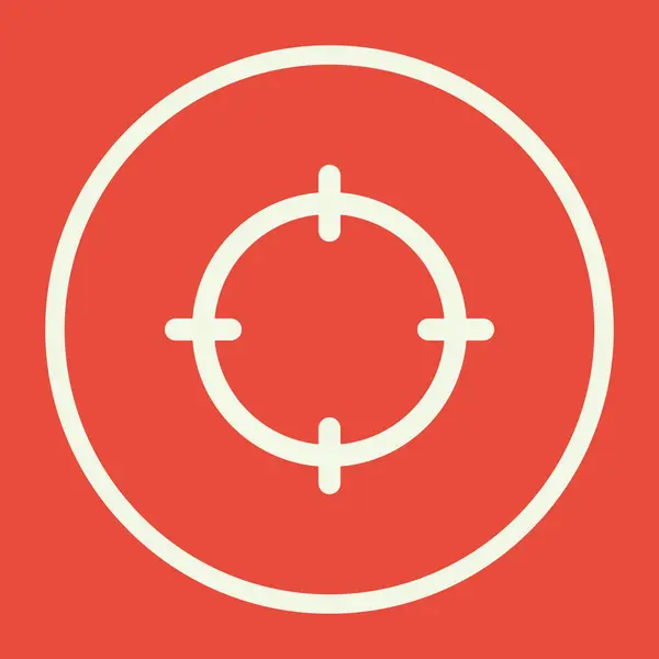 Στόχος είναι εικονίδιο, σε κόκκινο φόντο, λευκό κύκλο στα σύνορα, λευκό περίγραμμα — Διανυσματικό Αρχείο