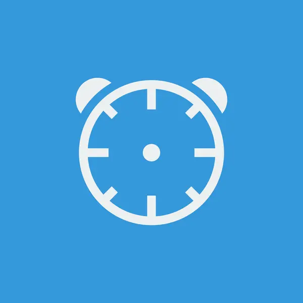 Ikona alarmu na modrém pozadí, Bílý obrys, Velká velikost symbolu — Stockový vektor