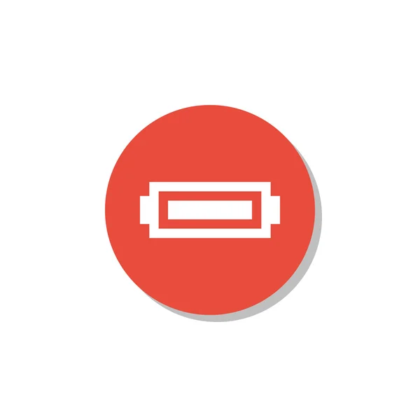 Batterijpictogram, op witte achtergrond, grens van de rode cirkel, witte contouren — Stockvector