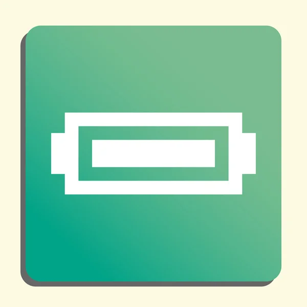 Batteriikonen på knappen stil grön bakgrund, gult ljus, skugga — Stock vektor