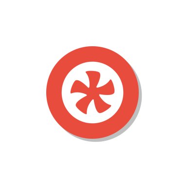 Beyaz arka plan, kırmızı daire sınır, beyaz anahat simgesini dişli