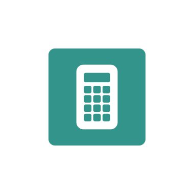 Hesap makinesi simge yeşil dikdörtgen arka plan, beyaz anahat