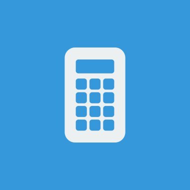 Hesap makinesi simgesini, mavi arka plan, beyaz anahat, büyük boy simgesi