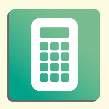 Düğme stili yeşil arka plan, sarı ışık, gölge hesap makinesi simge