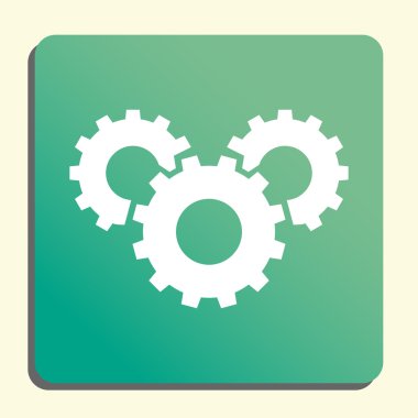 Simgesini, düğme stili yeşil arka plan, sarı ışık, gölge dişli