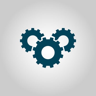 Dişli simgesini, gri arka plan, mavi anahat, büyük boy simgesi