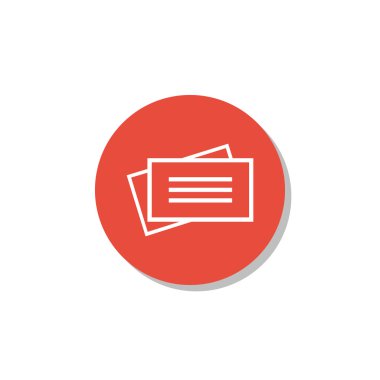 Ziyaret kartı simgesi, beyaz arka plan, kırmızı daire kenarlığı, beyaz anahat