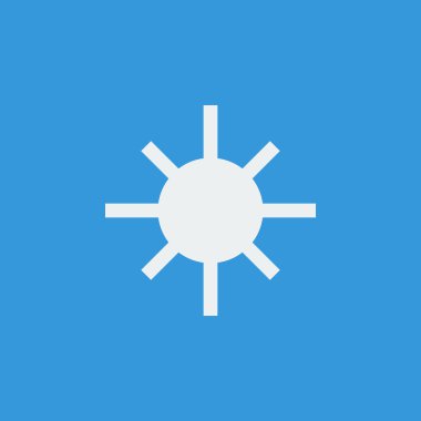 Parlaklık simgesi, mavi arka plan, beyaz anahat, büyük boyut simgesi