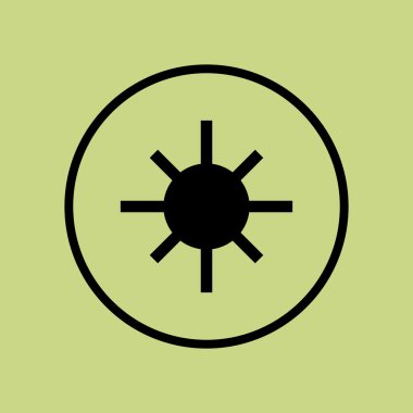 Parlaklık simgesi, yeşil arka plan, daire kenarlığı, koyu anahat