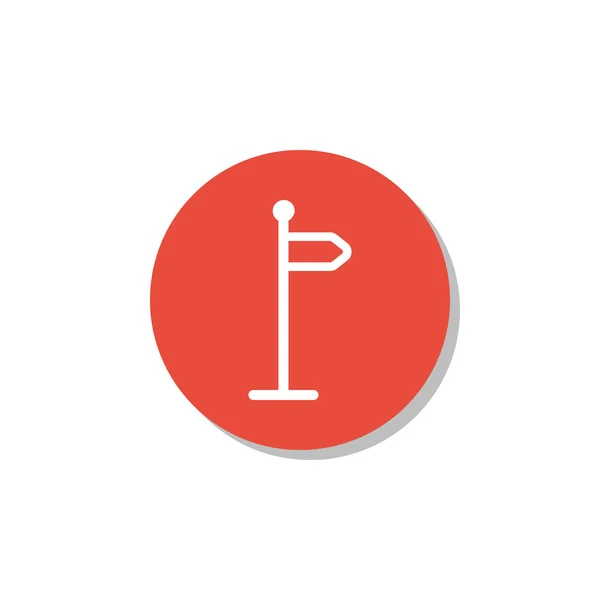 Elhelyezés ikon, fehér háttér, piros kör szegély, fehér körvonal — Stock Vector