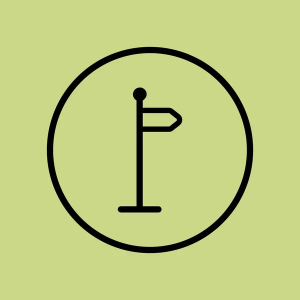 Ikona umístění, na zeleném pozadí, ohraničení kruhu, Tmavý obrys — Stockový vektor