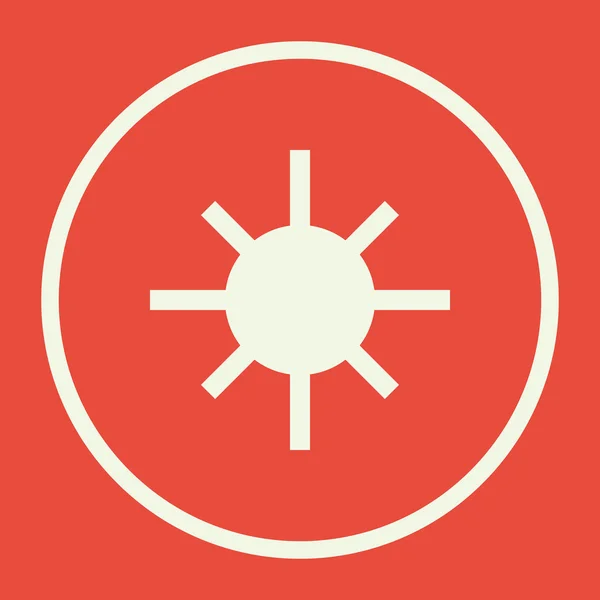 Ljus styrke ikon, på röd bakgrund, vit cirkel kantlinje, vit kontur — Stock vektor
