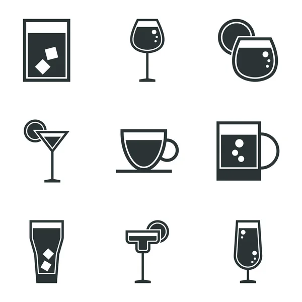 Modern thin line icons set of beverages icons, whiskey, vine, cocktail, vodka. Outline stroke vector logo concept for web graphics. On white background. — Stock Vector
