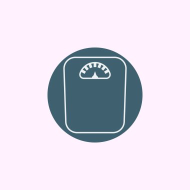 Vektör Formatında Terazi Simgesi. Üstün Kaliteli Terazi Simgesi. Web Grafik Terazi Simge İşareti Mavi Daire Arka Plan.