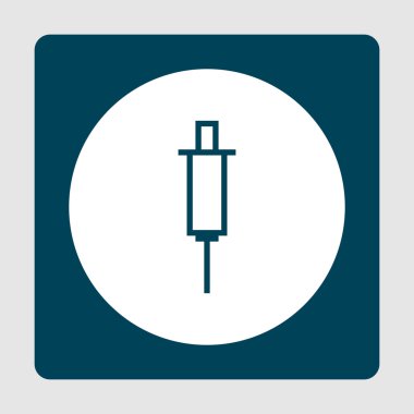 Vektör formatında iğne simgesi. Üstün Kaliteli İğne Simgesi. Mavi Arka Planda Web Grafik İğne Simgesi İşareti.