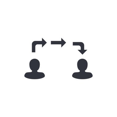 Vektör biçiminde bilgi alışverişi simgesi. Üstün kaliteli Bilgi alışverişi simgesi. Kırmızı arka planda Web grafik Bilgi alışverişi simgesi işareti.