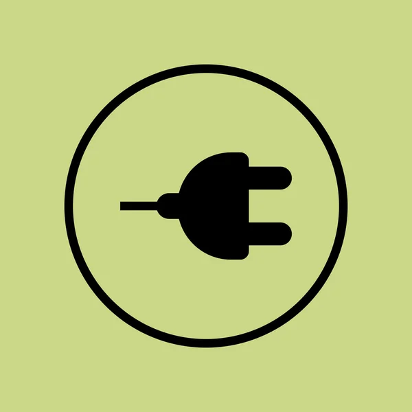 Ikona konektoru, symbol zástrčky, konektor pro zástrčku, konektor pro zástrčku, konektor pro zástrčku, logo vidlice, zásuvný plochý, návrh vidlice, zástrčka, zelený kroužek — Stockový vektor