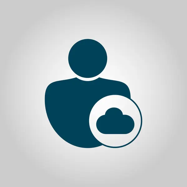 Felhasználó felhő ikon, felhasználó felhő jel, felhasználó felhő vektor, felhasználó felhő EPS, felhasználó felhő kép, felhasználó felhő jel, felhasználó felhő lakás, felhasználó felhő művészet tervez, felhasználó felhő szürke — Stock Vector