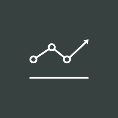 Vektör ÇizimI İstatistik noktası ve çizgi grafik yukarı ok ile grafik büyümek. Üstün Kaliteli Web Simgesi.
