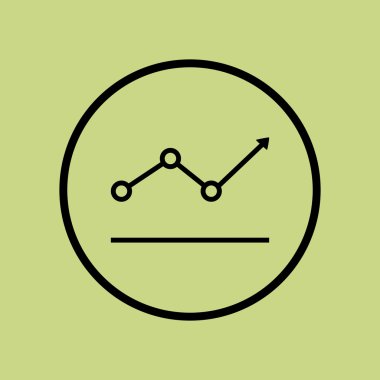 Vektör ÇizimI İstatistik noktası ve çizgi grafik yukarı ok ile grafik büyümek. Üstün Kaliteli Web Simgesi.