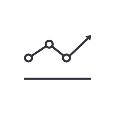 Vektör ÇizimI İstatistik noktası ve çizgi grafik yukarı ok ile grafik büyümek. Üstün Kaliteli Web Simgesi.