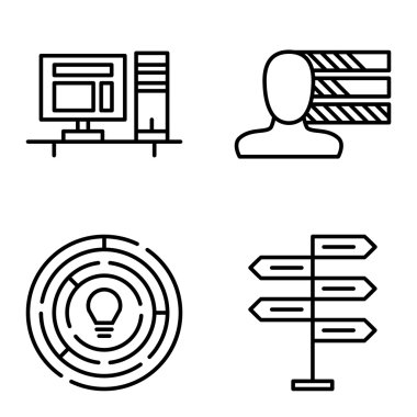 Karar Verme, Kişilik ve Yaratıcılık Üzerine Proje Yönetimi Simgeleri Ayarlayın. Uygulama, Web, Mobil Ve Infographics Tasarım için Proje Yönetimi Vektör Simgeleri.