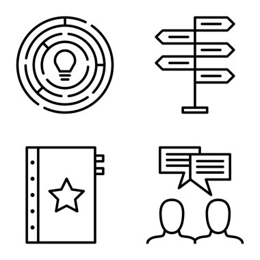 Karar Verme, Fikir Beyin Fırtınası ve Yaratıcılık Üzerine Proje Yönetimi Simgeleri Ayarlayın. Uygulama, Web, Mobil Ve Infographics Tasarım için Proje Yönetimi Vektör Simgeleri.