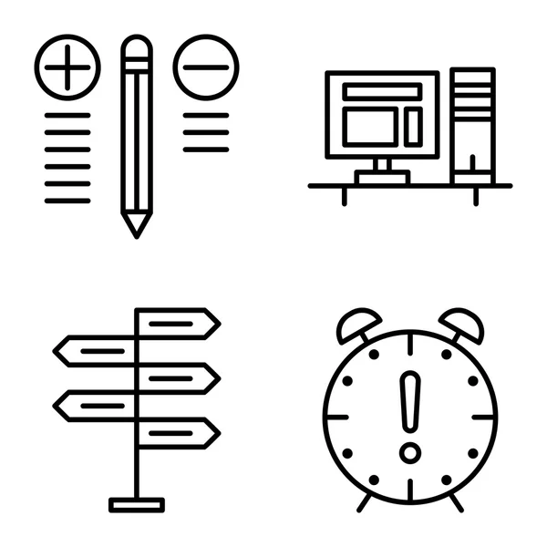 Set von Projektmanagement-Symbolen für Entscheidungsfindung, beste Lösung und Frist. Projektmanagement-Vektorsymbole für App, Web-, Mobil- und Infografik-Design. — Stockvektor