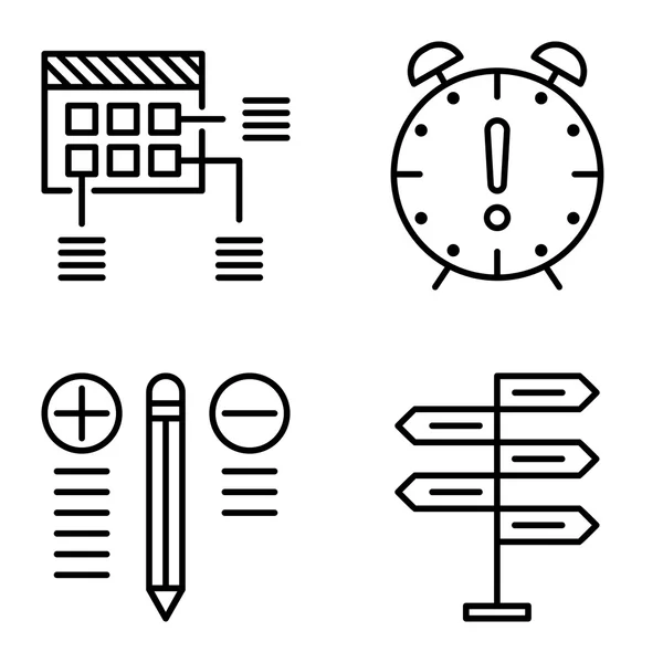 Conjunto de ícones de gerenciamento de projetos na tomada de decisão, melhor solução e planejamento. Ícones de vetor de gerenciamento de projeto para App, Web, Mobile e design de infográficos . —  Vetores de Stock