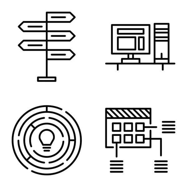 Set Of Project Management Icons On Decision Making, Creativity And Planning. Project Management Vector Icons For App, Web, Mobile And Infographics Design. — Stock Vector