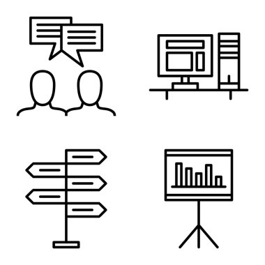 Karar Verme, Fikir Beyin Fırtınası Ve İstatistik ler Üzerine Proje Yönetimi Simgeleri Kümesi. Uygulama, Web, Mobil Ve Infographics Tasarım için Proje Yönetimi Vektör Simgeleri.