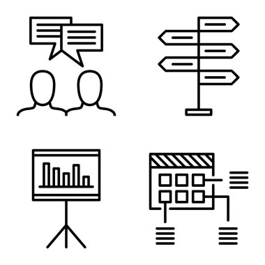 Karar Verme, Fikir Beyin Fırtınası ve Planlama Proje Yönetimi Simgeleri Ayarlayın. Uygulama, Web, Mobil Ve Infographics Tasarım için Proje Yönetimi Vektör Simgeleri.