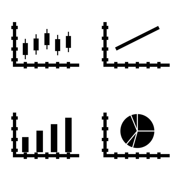 Serie di icone statistiche sul grafico a barre, grafico a linee e grafico a torta. Statistiche Icone vettoriali per App, Web, Mobile e Infografica . — Vettoriale Stock