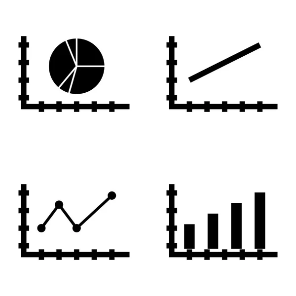 Ensemble d'icônes statistiques sur le graphique à barres, le graphique linéaire et le graphique linéaire pointu. Icônes vectorielles de statistiques pour la conception d'applications, de Web, de mobiles et d'infographies . — Image vectorielle